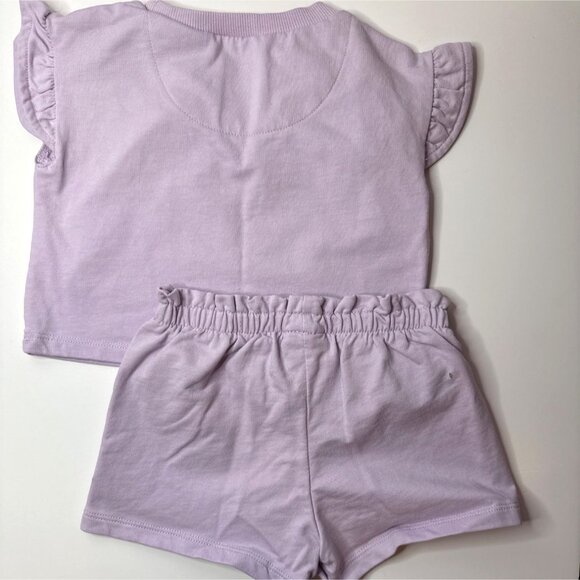 Nike‎ Baby Girls 2 Piece Purple Outfit Set 18M Ruffle Sleeve Top Shorts Athletic - Picture 2 of 5